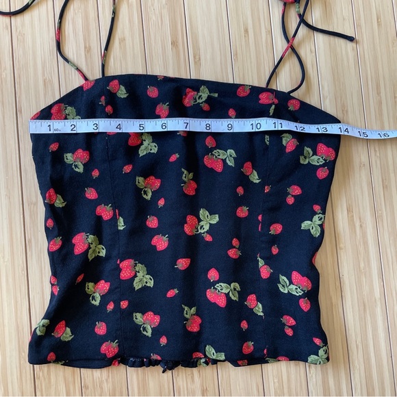 Reformation Black Strawberry Print Tank Top - Picture 9 of 13